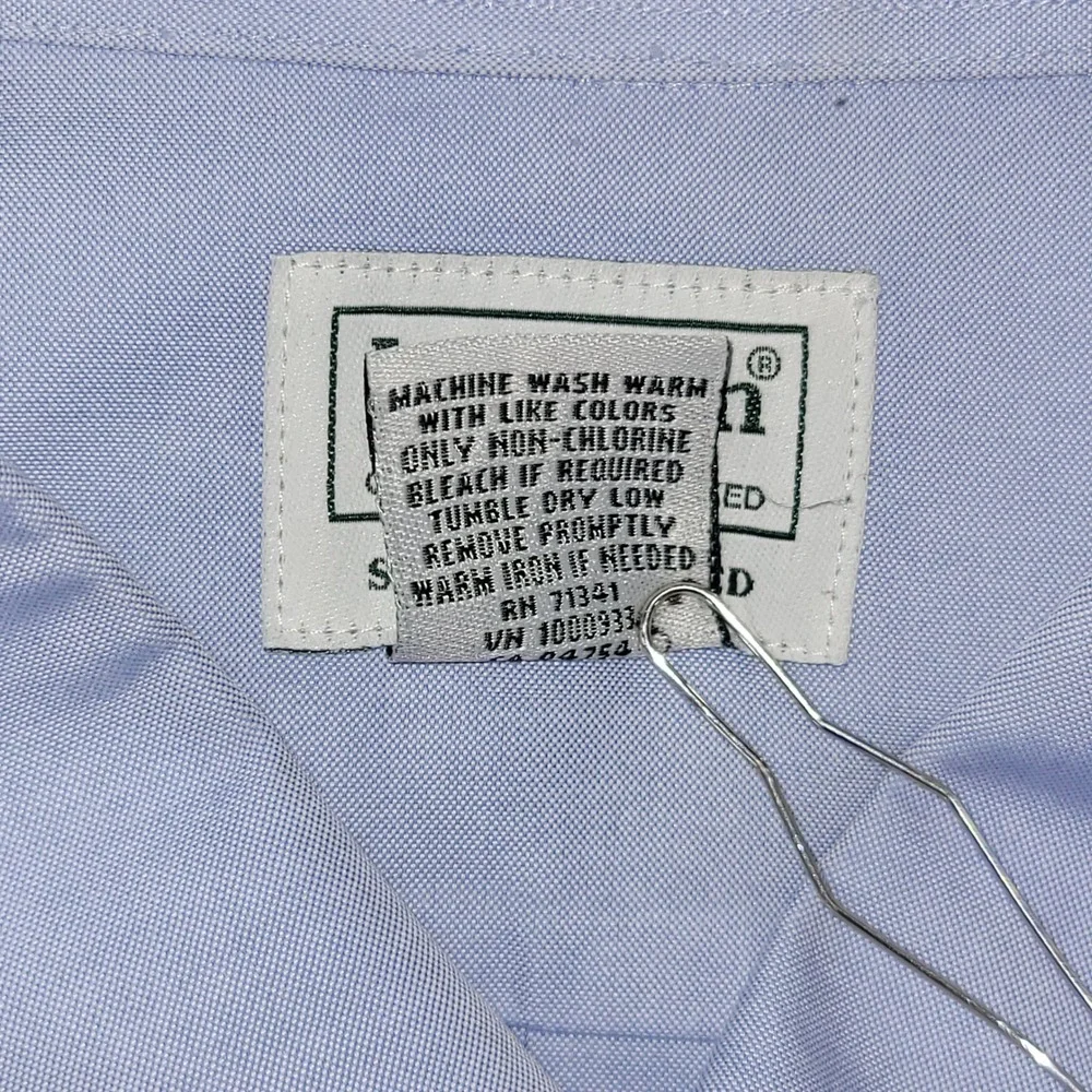 LL Bean Mens Slightly Fitted Oxford Shirt Blue Cotton Button Down 16.5-37 265753